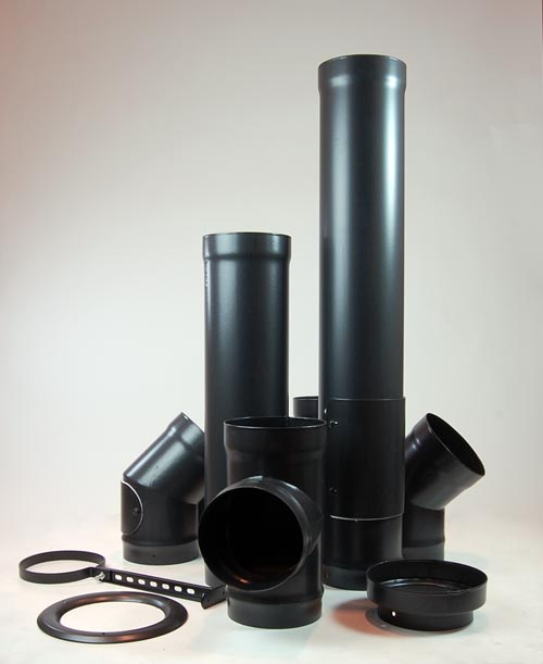 Penine enamelled flue pipe UK - flue pipe tees, elbows and adaptors