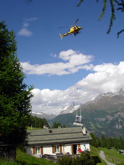 Stove delivery by helicopter