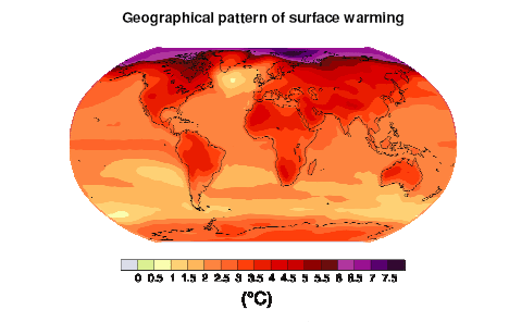 Temperature rise predictions for 2090-2099