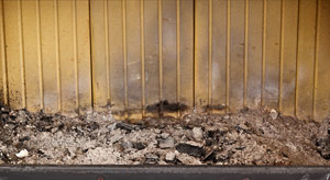 Lighting a fire in a woodburning stove picture/stage 1: empty fire box