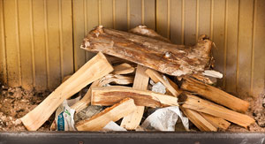 Lighting a fire in a woodburning stove picture/stage 3: add kindling