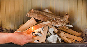 Lighting a fire in a woodburning stove picture/stage 4: light the fire